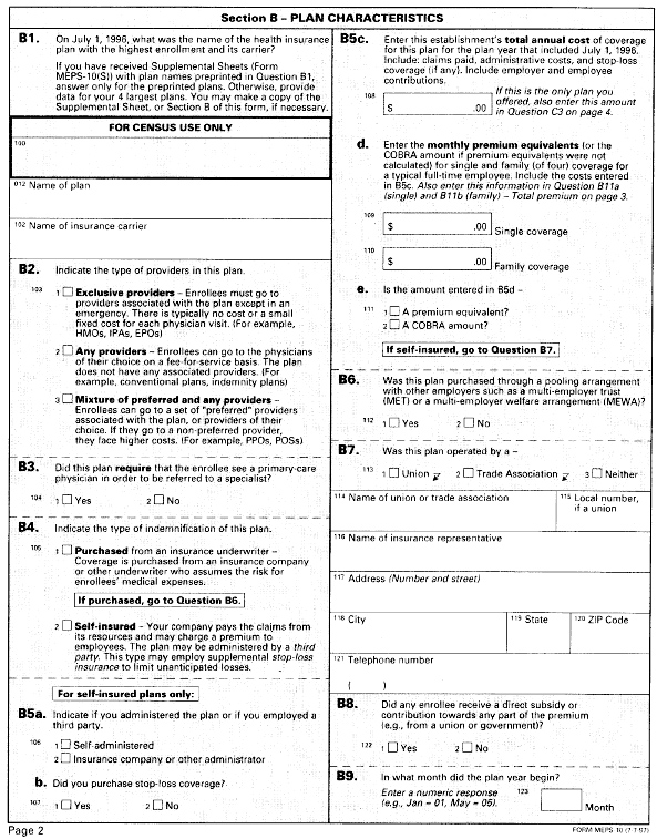 Establishment Questionnaire - Page 2