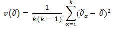 the figure contains formula to calculate the random group estimator of
the variance of the estimate