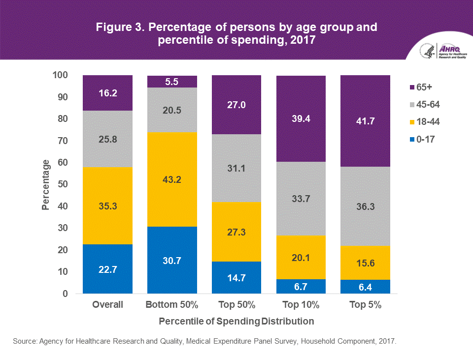 The figure contains the age distribution by percentile of spending in 2017