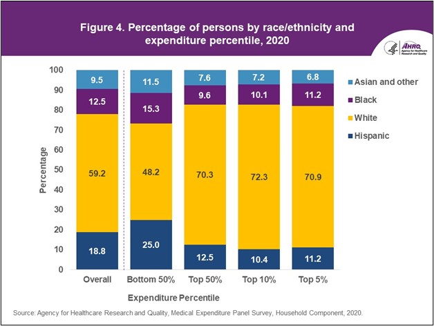 Figure displays: Percentage of persons by race/ethnicity and expenditure percentile, 2020