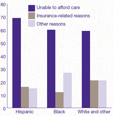 Figure 4. Race/ethnicity of head of family and barriers to health care: 1996 