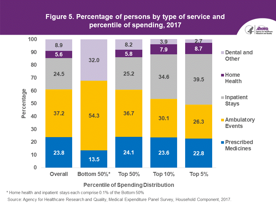 The figure contains the type of service distribution by percentile of spending in 2017