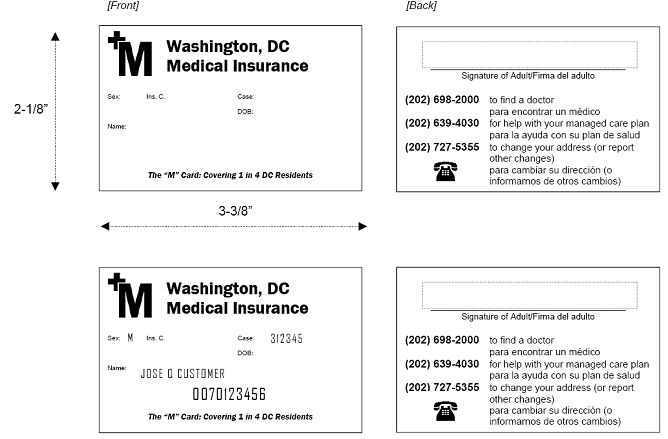 Sample Medicaid Card for the Disctrict of Columbia