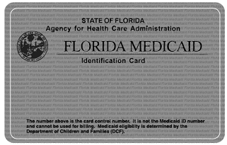Sample Medicaid Card for the state of Florida front side