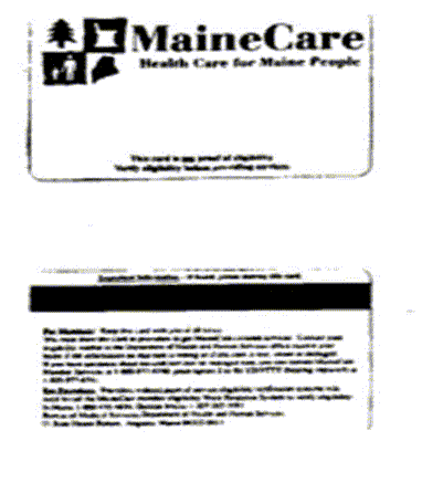 Sample Medicaid Card for the state of Maine