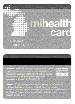Sample Medicaid Card for the state of Michigan